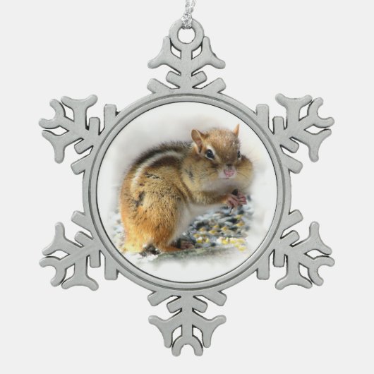 Veasting Chipmunk Tin Sneeuwvlok Ornament (Voorkant)