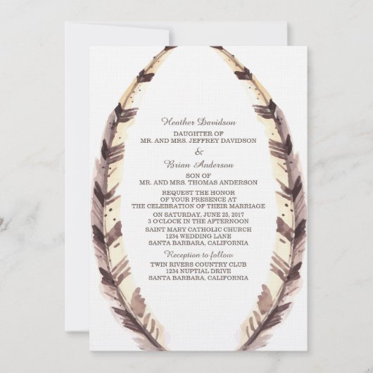 Veathered Border Wedding Invite Kaart (Voorkant)