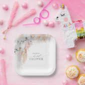 Veathery Pampas Grass White Orchids Vrijgezellenfe Papieren Bordje (Feest)