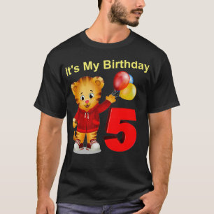 Vebyhogh Daniel Tiger 5 jaar oud Kind Verjaardag T-shirt