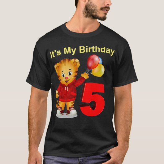 Vebyhogh Daniel Tiger 5 jaar oud Kind Verjaardag T-shirt (Voorkant)