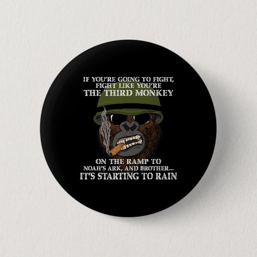 Vecht als de derde aap - grappig boksen en MMA Ronde Button 5,7 Cm (Voorkant)