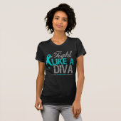 Vecht als een diva ovariumkanker t-shirt (Voorkant volledig)