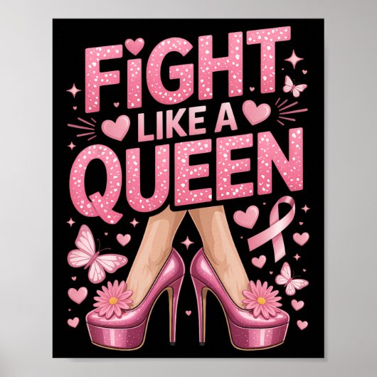 Vecht als een koningin Borstkanker Bewustzijn hoog Poster (Voorkant)