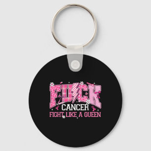 Vecht als een koningin borstkanker bewustzijn roze sleutelhanger