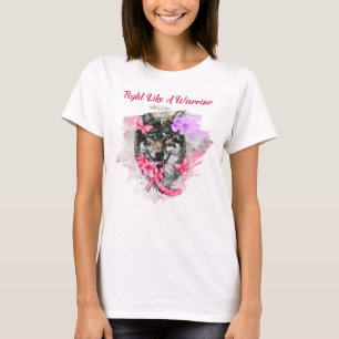 Vecht als een krijger Wolf Pink Ribbon Awareness T-shirt
