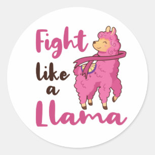 Vecht als een Llama Breast Cancer Warrior Fighter Ronde Sticker