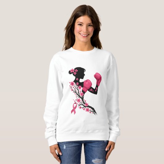 Vecht als een meisje - Boksen borstkanker bewustzi Trui (Voorkant volledig)