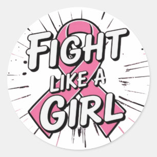 Vecht als een meisje Ontwerp voor bewustwording Ronde Sticker