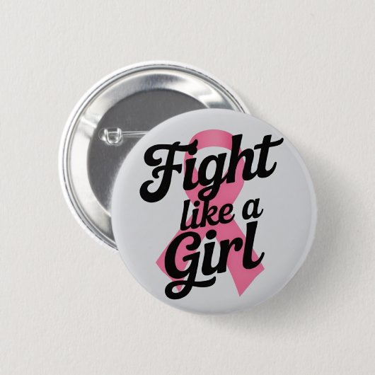 Vecht als een meisje | Ontwerp voor borstkankerbew Ronde Button 5,7 Cm (Voorkant /achterkant)