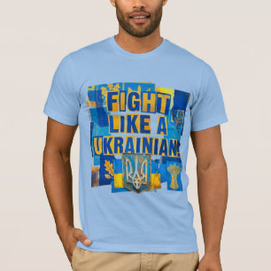 Vecht als een Oekraïner. Wapen van Oekraïne.  T-shirt