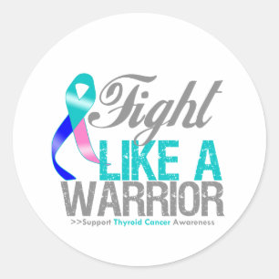 Vecht als een Thyroïde Kanker van Warrior Ronde Sticker