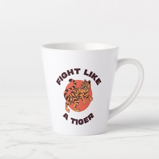 Vecht als een Tijger Motiverend Design Latte Mok (Rechts)