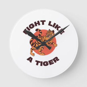 Vecht als een Tijger Motiverend Design Ronde Klok