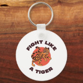 Vecht als een Tijger Motiverend Design Sleutelhanger (Voorkant)
