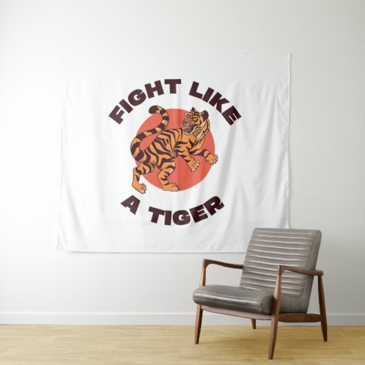 Vecht als een Tijger Motiverend Design Wandkleed (In Situ (horizontaal))