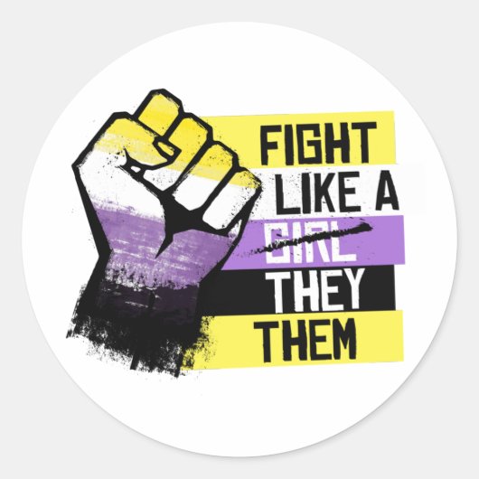 Vecht als een zij hen ronde sticker (Voorkant)