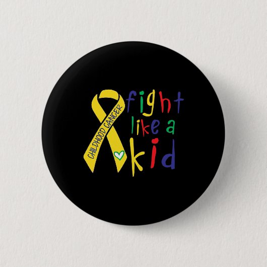 Vecht Als Kind Gouden Lint Kinderkanker Bewustzijn Ronde Button 5,7 Cm (Voorkant)