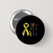 Vecht Als Kind Gouden Lint Kinderkanker Bewustzijn Ronde Button 5,7 Cm (Voorkant /achterkant)
