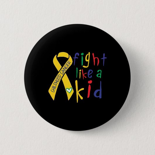 Vecht Als Kind Gouden Lintje Kinderkanker Bewustzi Ronde Button 5,7 Cm (Voorkant)