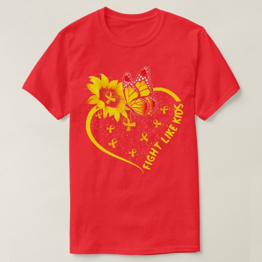 Vecht als Kinder kinderkanker Goud Ri T-shirt (Design voorkant)
