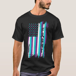 Vecht Amerikaanse Vlag Zelfmoordpreventie Bewustzi T-shirt