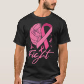 Vecht borstkanker volleybal roze lint t-shirt (Voorkant)