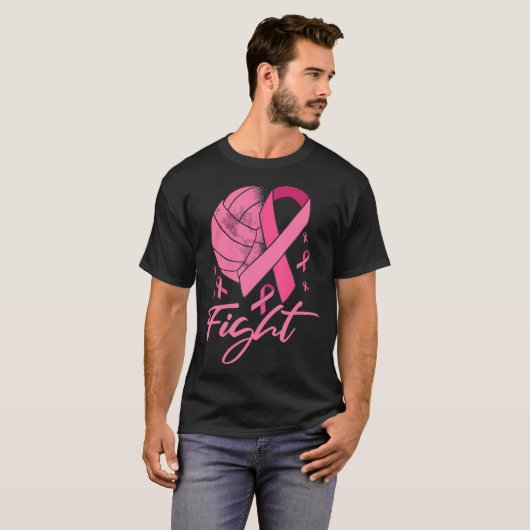 Vecht borstkanker volleybal roze lint t-shirt (Voorkant volledig)