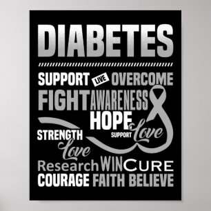 Vecht Diabetes Bewustzijn Steun Hoop Geloof Poster