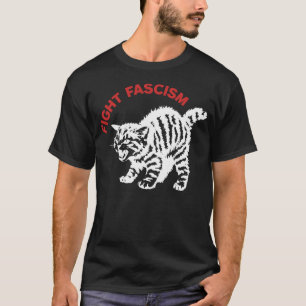 Vecht Fascisme Funny Boze Kat T-shirt