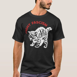 Vecht Fascisme Funny Boze Kat T-shirt