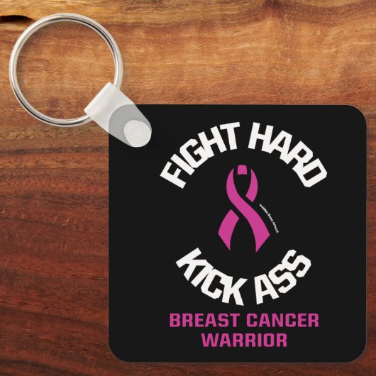Vecht hard.. borstkanker sleutelhanger (Voorkant)