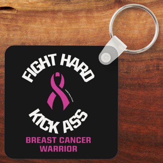 Vecht hard.. borstkanker sleutelhanger (Achterkant)