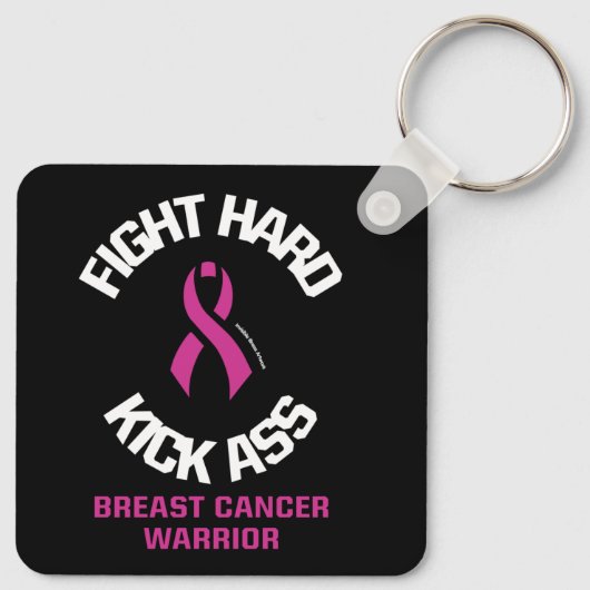 Vecht hard.. borstkanker sleutelhanger (Achterkant)