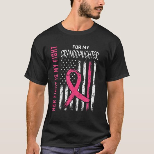 Vecht ik Draag roze kleindochter borstkanker Awar T-shirt (Voorkant)