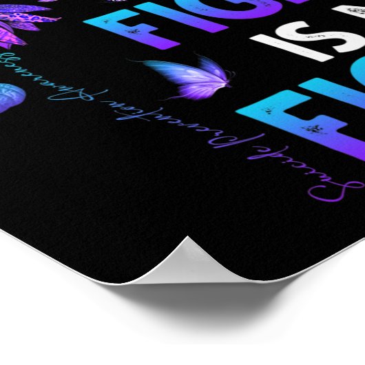 Vecht is mijn gevecht Blauwgroen en Paarse lintje Poster (Hoek)