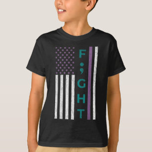 Vecht Komma Vlag Zelfmoord Bewustzijn Mentale Gezo T-shirt