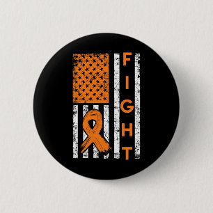 Vecht met Amerikaanse vlag Oranje lint Leukemie Aw Ronde Button 5,7 Cm