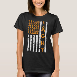 Vecht met Amerikaanse vlag Oranje lint Leukemie Aw T-shirt