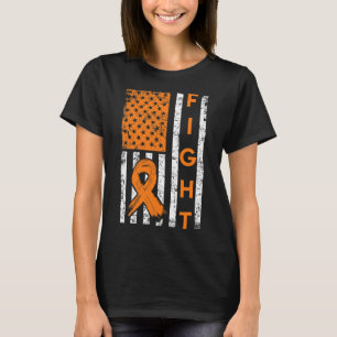 Vecht met Amerikaanse vlag Oranje lint Leukemie Aw T-shirt