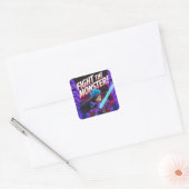 Vecht met het monster vierkante sticker (Envelop)