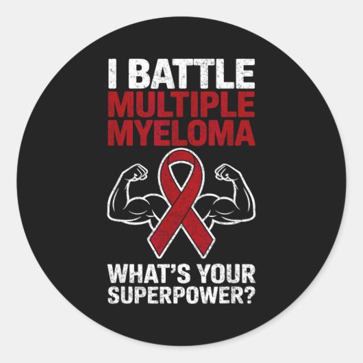 Vecht multipel myeloom kanker bewustzijn warrior ronde sticker (Voorkant)