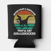 Vecht nooit tegen een dinosaurus - je krijgt juras blikjeskoeler (Achterkant)