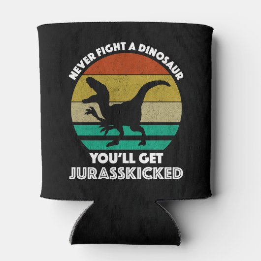 Vecht nooit tegen een dinosaurus - je krijgt juras blikjeskoeler (Achterkant)