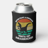 Vecht nooit tegen een dinosaurus - je krijgt juras blikjeskoeler (Blikje Achterkant)