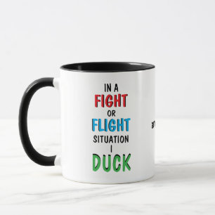 Vecht of vlucht en koffie grappige humor mok