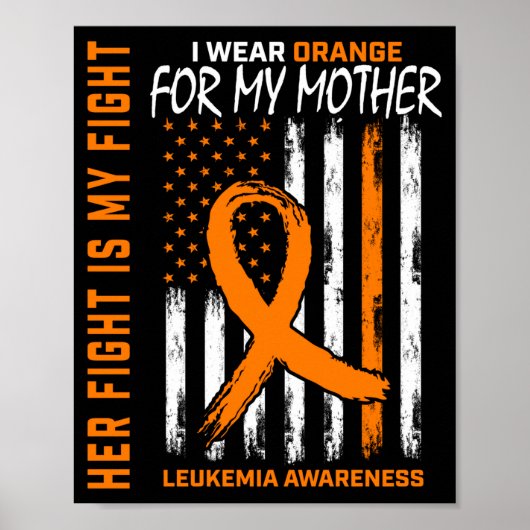Vecht oranje moeder mama leukemie bewustzijn vlag poster (Voorkant)