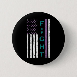 Vecht puntkomma vlag zelfmoord bewustzijn mentale ronde button 5,7 cm
