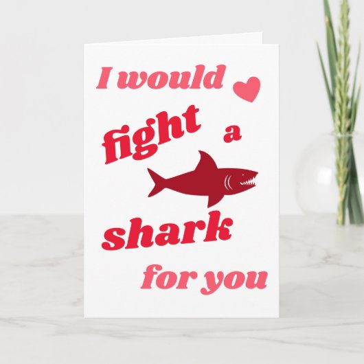 Vecht Shark Love Red Pink Valentijn Day Feestdagen Kaart (Voorkant)