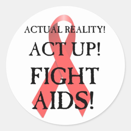 Vecht tegen aids! ronde sticker (Voorkant)